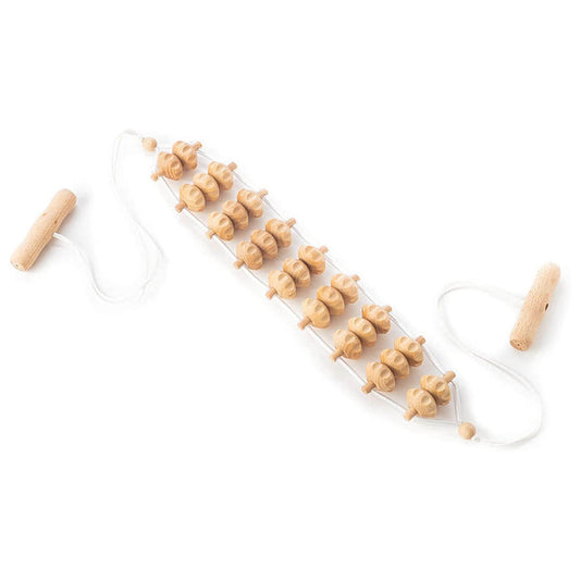 Rouleau de massage du dos en bois avec corde