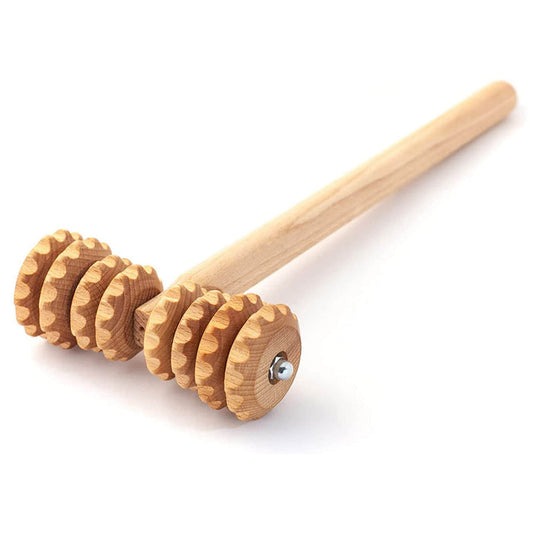 Rouleau de massage en bois en forme de T